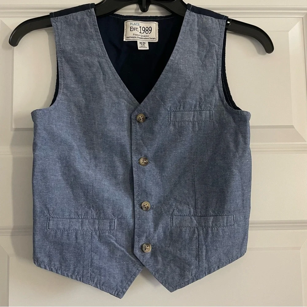 The Children’s Place Chambray Dual Tone Vest Size M 7/8